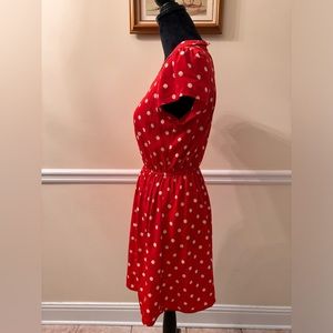 Polkadot, red and white dress with beautiful neckline